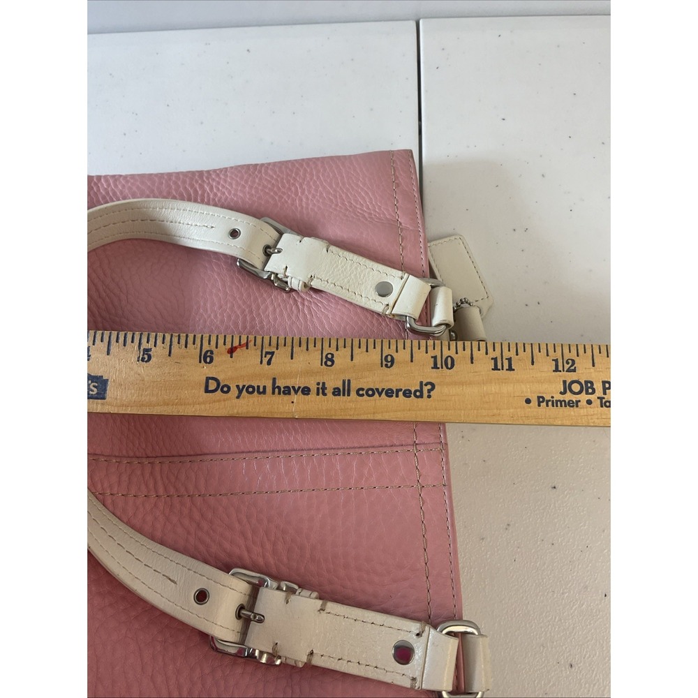 Vtg Coach‎ Hamilton Pebbled Leather Book Tote Shoulder Handbag Purse Pink Cream - Picture 11 of 12